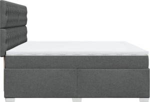 vidaXL Łóżko kontynentalne z materacem, ciemnoszara tkanina 200x200 cm 11