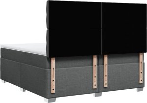 vidaXL Łóżko kontynentalne z materacem, ciemnoszara tkanina 200x200 cm 12