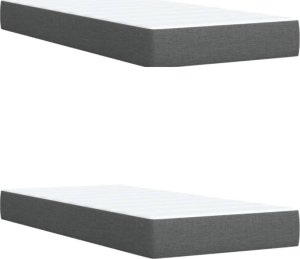vidaXL Łóżko kontynentalne z materacem, ciemnoszara tkanina 200x200 cm 9