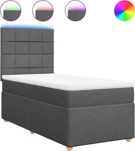 vidaXL Łóżko kontynentalne z materacem, ciemnoszara tkanina 80x200 cm 2
