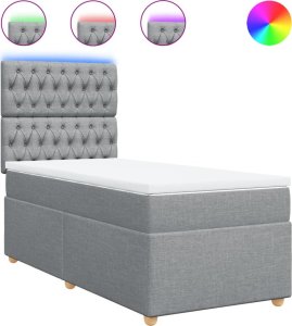 vidaXL Łóżko kontynentalne z materacem, jasnoszare, tkanina, 90x200 cm 2