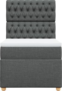 vidaXL Łóżko kontynentalne z materacem, ciemnoszara tkanina 90x200 cm 6