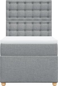 vidaXL Łóżko kontynentalne z materacem, jasnoszare, tkanina, 90x190 cm 6