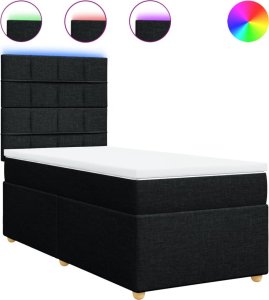 vidaXL Łóżko kontynentalne z materacem, czarne, tkanina, 90x200 cm 2