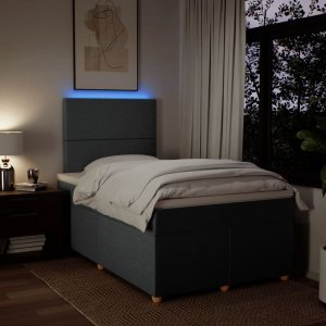 vidaXL Łóżko kontynentalne z materacem, ciemnoszara tkanina 120x200 cm 4