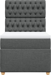 vidaXL Łóżko kontynentalne z materacem, ciemnoszara tkanina 100x200 cm 6