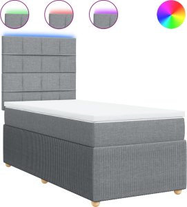 vidaXL Łóżko kontynentalne z materacem, jasnoszare, tkanina, 90x190 cm 2