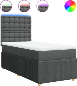 vidaXL Łóżko kontynentalne z materacem, ciemnoszara tkanina 90x190 cm 2