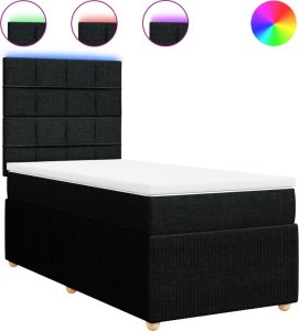 vidaXL Łóżko kontynentalne z materacem, czarne, tkanina 90x190 cm 2