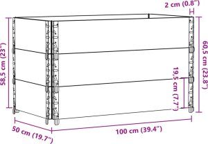 vidaXL Donica ogrodowa, czarna 100x50 cm, lite drewno sosnowe 8