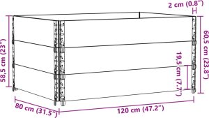 vidaXL Donica ogrodowa, czarna, 120x80 cm, lite drewno sosnowe 8