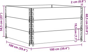 vidaXL Donica ogrodowa, 100x100 cm, lite drewno sosnowe 8