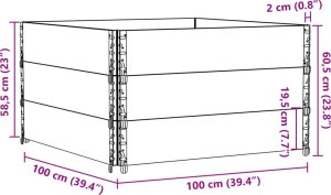 vidaXL Donica ogrodowa, szara, 100x100 cm, lite drewno sosnowe 8