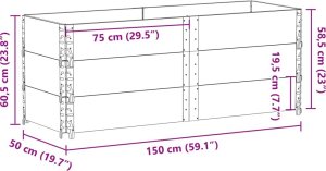 vidaXL Donica ogrodowa, 150x50 cm, lite drewno sosnowe 8