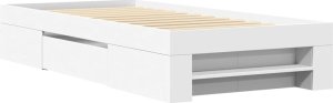 vidaXL Rama łóżka, biała, 90x200 cm, materiał drewnopochodny 2