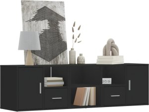 vidaXL Szafka narożna, czarna, 160x40x45 cm, materiał drewnopochodny 1