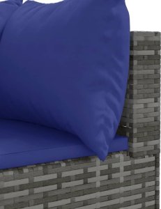 vidaXL 5-cz. zestaw wypoczynkowy do ogrodu, poduszki, szary, rattan PE 6