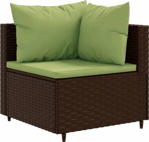 vidaXL 5-cz. zestaw wypoczynkowy do ogrodu, poduszki, polirattan, brąz 3