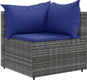 vidaXL 6-cz. zestaw wypoczynkowy do ogrodu, poduszki, szary, rattan PE 3