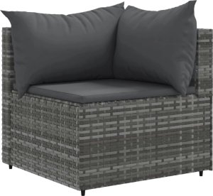 vidaXL 7-cz. zestaw wypoczynkowy do ogrodu, poduszki, szary, rattan PE 3
