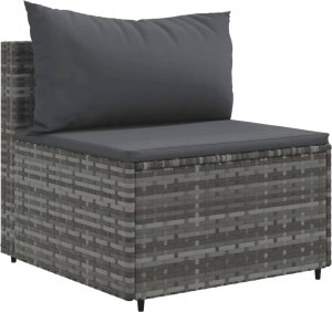 vidaXL 7-cz. zestaw wypoczynkowy do ogrodu, poduszki, szary, rattan PE 4