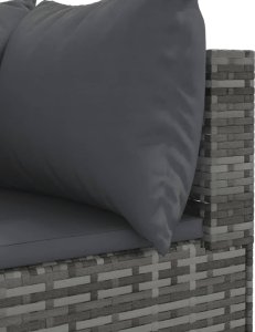 vidaXL 7-cz. zestaw wypoczynkowy do ogrodu, poduszki, szary, rattan PE 6