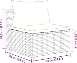 vidaXL 7-cz. zestaw wypoczynkowy do ogrodu, poduszki, szary, rattan PE 9
