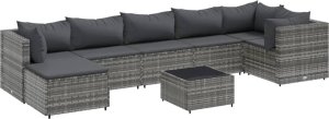vidaXL 8-cz. zestaw wypoczynkowy do ogrodu, poduszki, rattan PE, szary 2