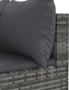 vidaXL 8-cz. zestaw wypoczynkowy do ogrodu, poduszki, rattan PE, szary 9