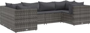 vidaXL 6-cz. zestaw wypoczynkowy do ogrodu, poduszki, szary, rattan PE 2
