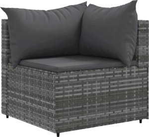 vidaXL 6-cz. zestaw wypoczynkowy do ogrodu, poduszki, szary, rattan PE 3