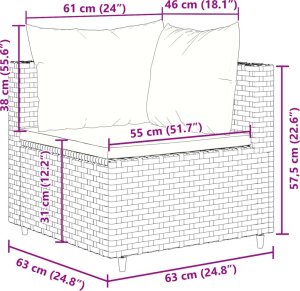 vidaXL 11-cz. zestaw mebli do ogrodu, z poduszkami, czarny rattan PE 11