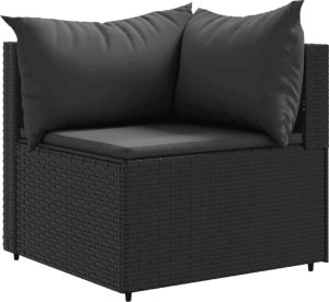 vidaXL 11-cz. zestaw mebli do ogrodu, z poduszkami, czarny rattan PE 3