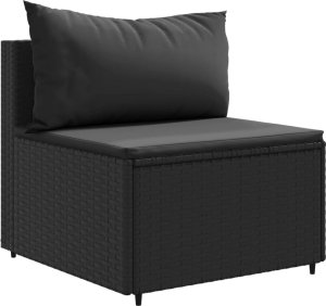 vidaXL 11-cz. zestaw mebli do ogrodu, z poduszkami, czarny rattan PE 4