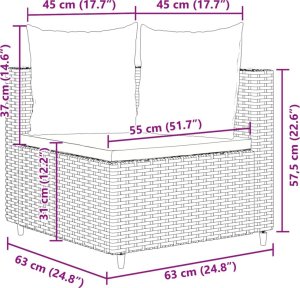 vidaXL 7-cz. zestaw wypoczynkowy do ogrodu, z poduszkami, czarny 11