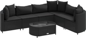 vidaXL 7-cz. zestaw wypoczynkowy do ogrodu, z poduszkami, czarny 2