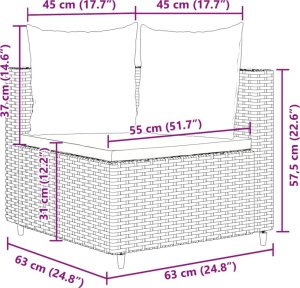 vidaXL 7-cz. zestaw wypoczynkowy do ogrodu, z poduszkami, szary 11