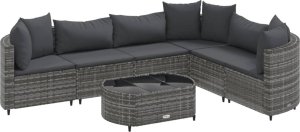 vidaXL 7-cz. zestaw wypoczynkowy do ogrodu, z poduszkami, szary 2