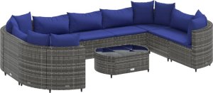 vidaXL 10-cz. zestaw wypoczynkowy do ogrodu, z poduszkami, szary 2