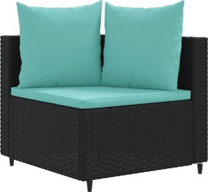 vidaXL 3-cz. zestaw wypoczynkowy do ogrodu, poduszki, czarny rattan PE 3