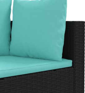 vidaXL 3-cz. zestaw wypoczynkowy do ogrodu, poduszki, czarny rattan PE 5