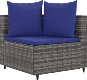 vidaXL 4-cz. zestaw wypoczynkowy do ogrodu, poduszki, szary, rattan PE 3