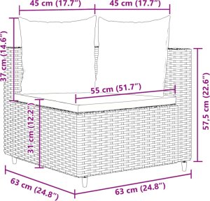 vidaXL 4-cz. zestaw wypoczynkowy do ogrodu, poduszki, szary, rattan PE 8