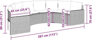 vidaXL Sofa ogrodowa z poduszkami, półokrągła, czarny rattan PE 5