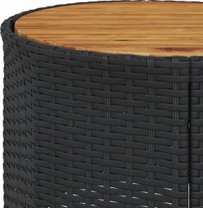 vidaXL Sofa ogrodowa, stolik i poduszki, okrągła, czarny rattan PE 11