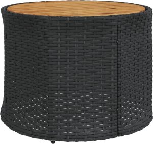 vidaXL Sofa ogrodowa, stolik i poduszki, okrągła, czarny rattan PE 8