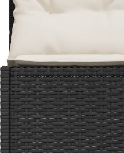 vidaXL Sofa ogrodowa, stolik i poduszki, okrągła, czarny rattan PE 10