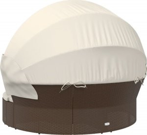 vidaXL Leżanka ogrodowa z baldachimem i poduszkami, brązowa, rattan PE 5