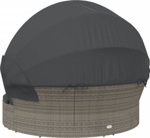 vidaXL Leżanka ogrodowa z baldachimem i poduszkami szara 5