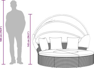 vidaXL Leżanka ogrodowa z baldachimem i poduszkami szara 9